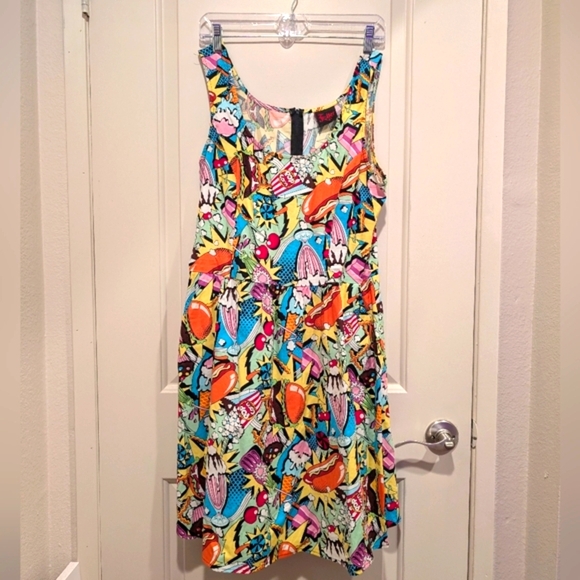 Folter Dresses & Skirts - Folter Good Enough to Eat A-Line Vibrant Multicolor Sleeveless Dress XL